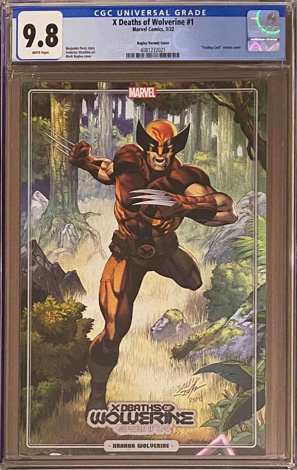X Deaths of Wolverine #1 Bagley Trading Card Variant CGC 9.8