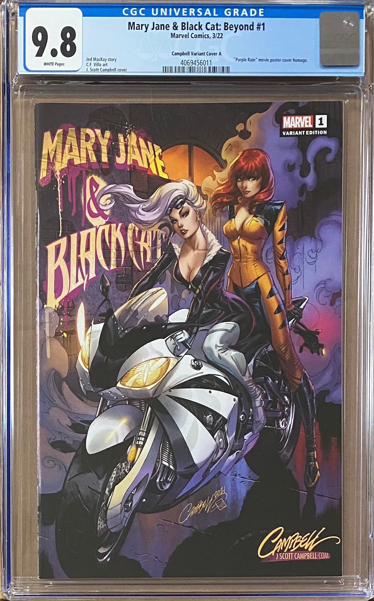Mary Jane & Black Cat: Beyond #1 J. Scott Campbell Edition A "Catcycle" CGC 9.8