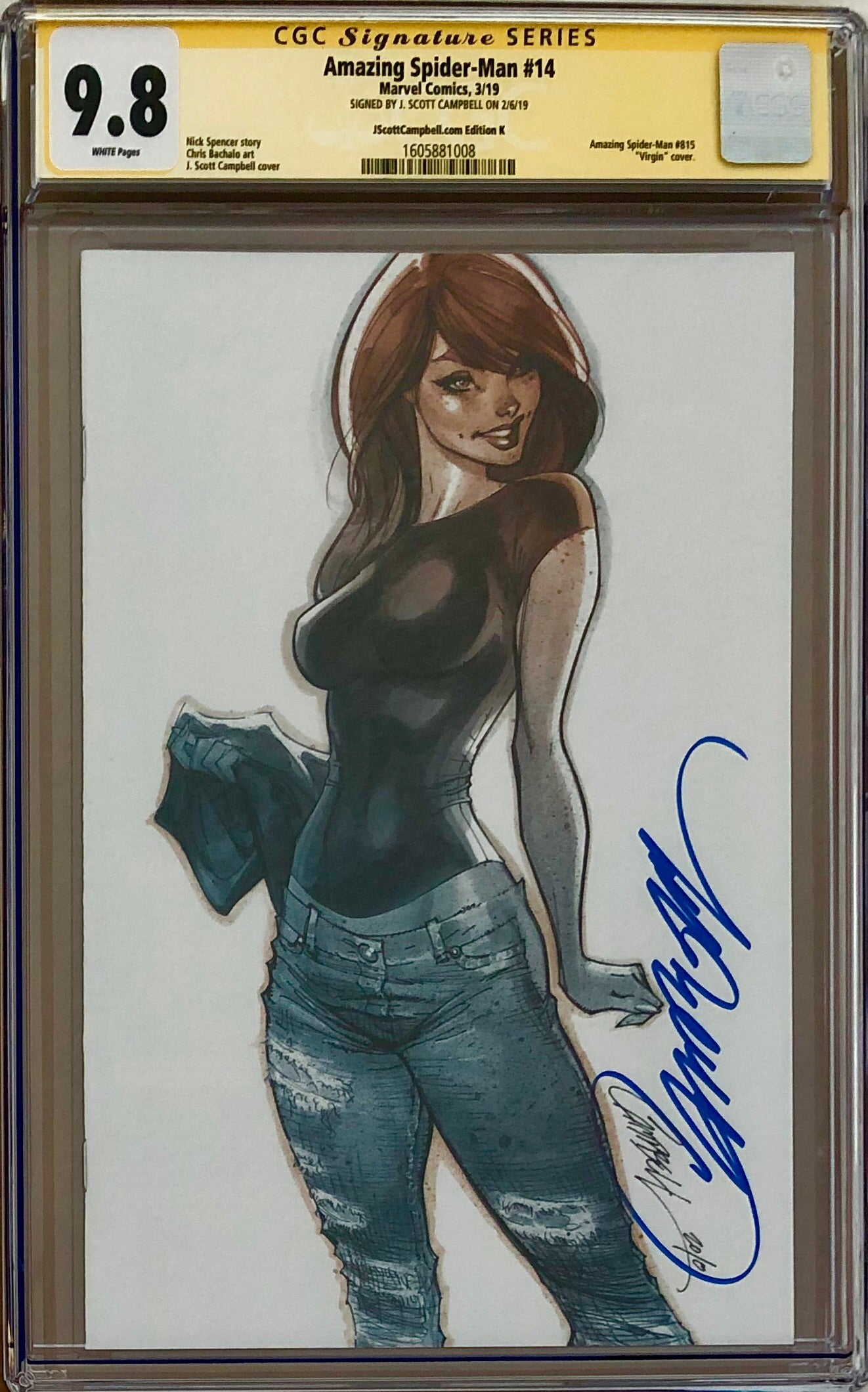 Amazing Spider-Man #14 J. Scott Campbell Edition K "Face it Tiger" MJ SDCC Virgin Exclusive CGC 9.8 SS