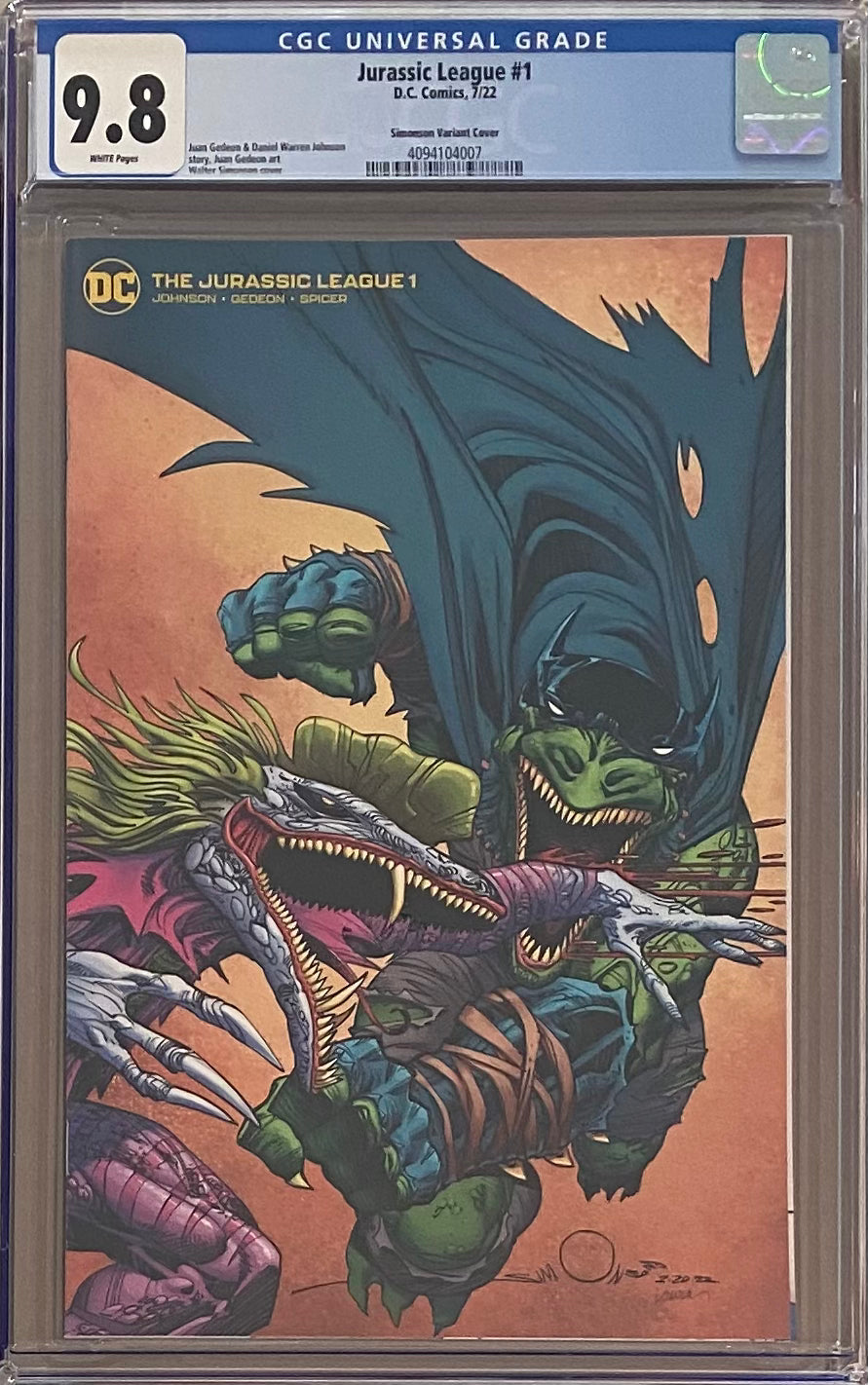 Jurassic League #1 Simonson 1:25 Retailer Incentive Variant CGC 9.8