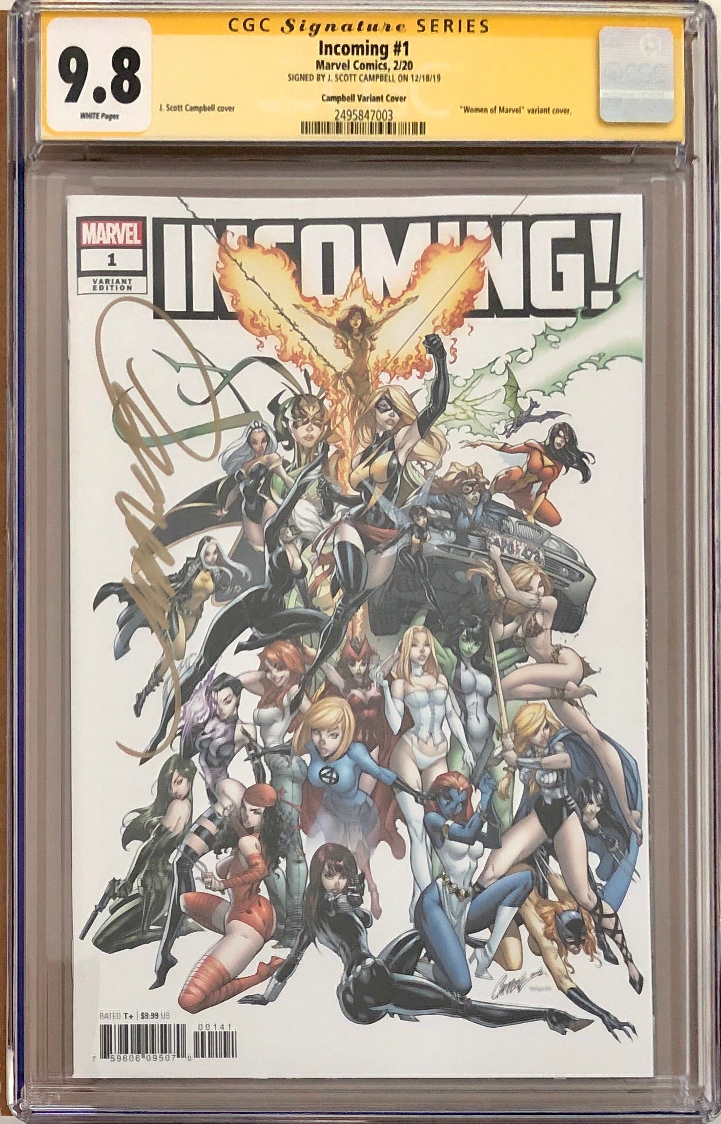 Incoming! #1 J. Scott Campbell 1:500 Women of Marvel Retailer Incentive Variant CGC 9.8 SS