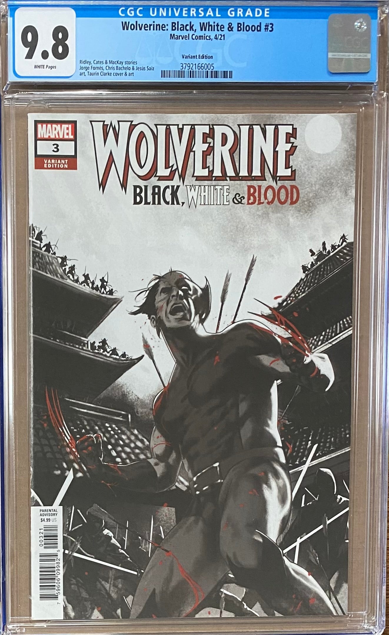 Wolverine: Black, White, & Blood #3 1:25 Retailer Incentive Variant CGC 9.8