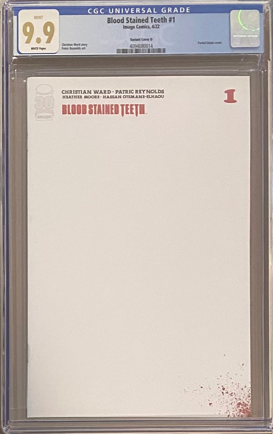 Blood Stained Teeth #1 Blank Sketch Variant CGC 9.9 MINT