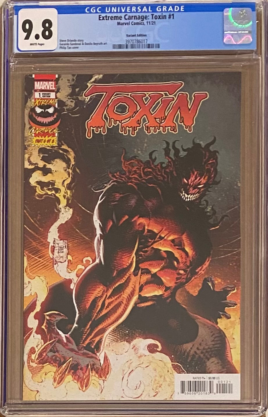 Extreme Carnage: Toxin #1 Tan 1:25 Retailer Incentive Variant CGC 9.8