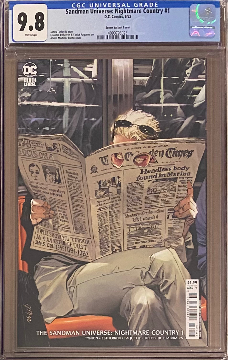 Sandman Universe: Nightmare Country #1 Jones 1:25 Retailer Incentive Variant DC Black Label CGC 9.8