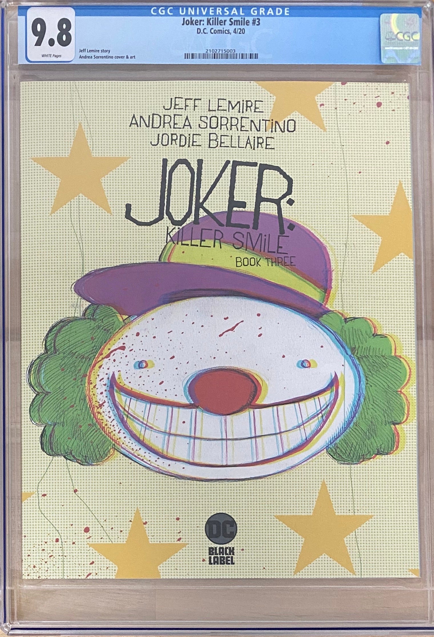 Joker: Killer Smile #3 DC Black Label CGC 9.8