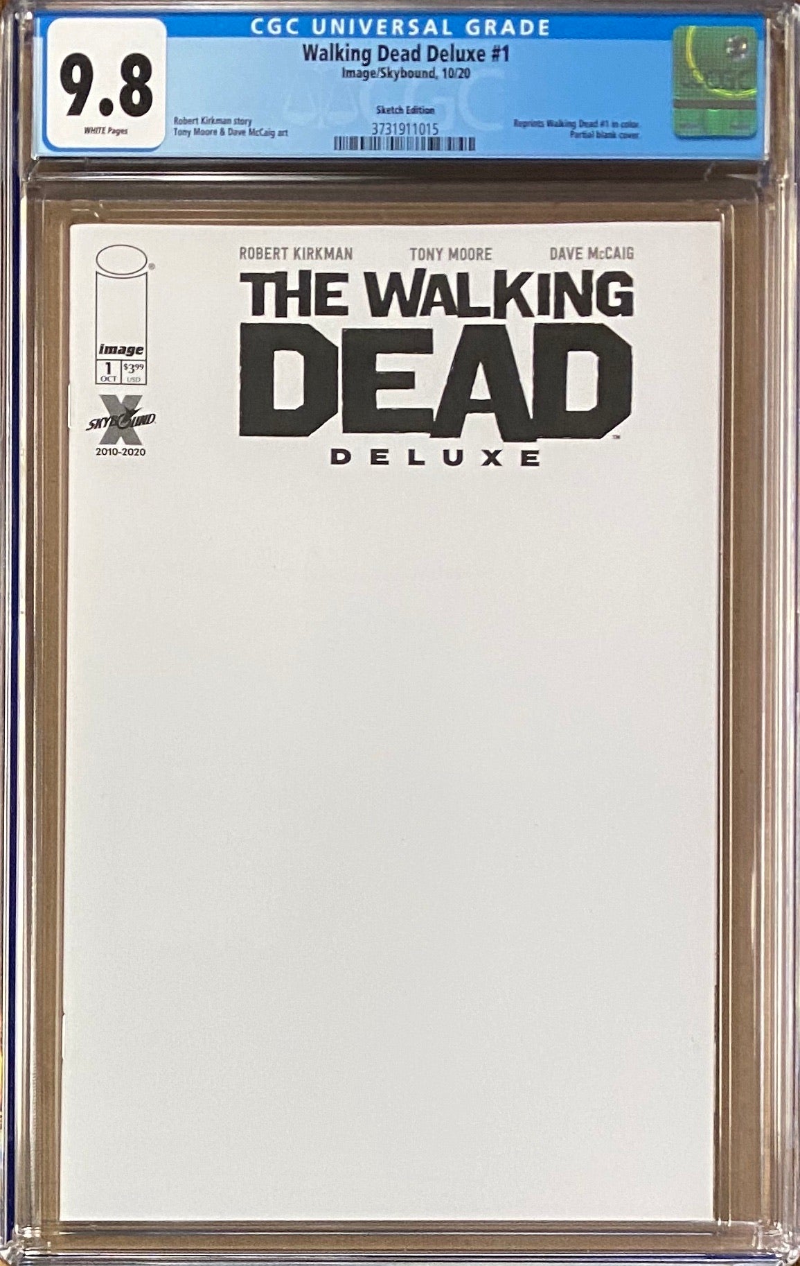 Walking Dead Deluxe #1 Blank Sketch Variant CGC 9.8