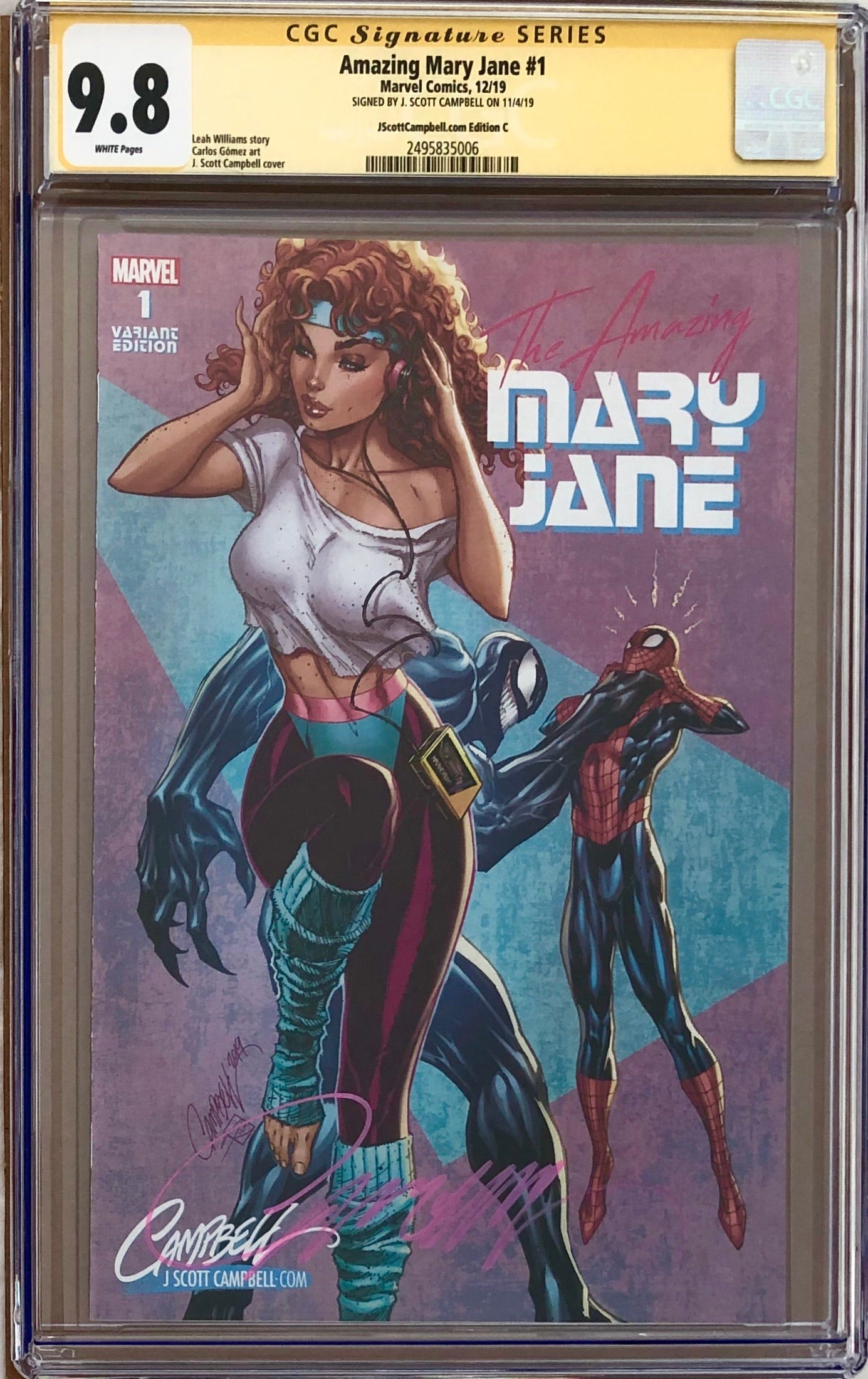Amazing Mary Jane #1 J. Scott Campbell Exclusive C - "80s - Venom n' leg-warmers" CGC 9.8 SS