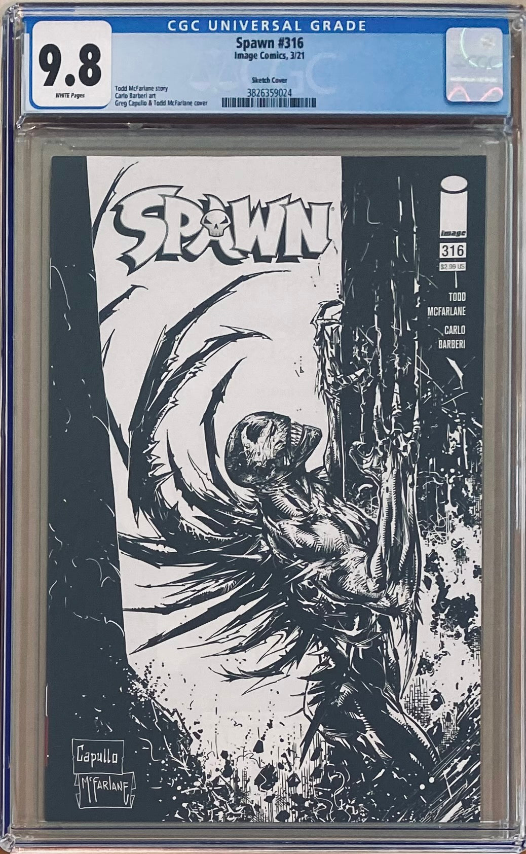 Spawn #316 B/W Capullo Retailer Incentive Variant CGC 9.8