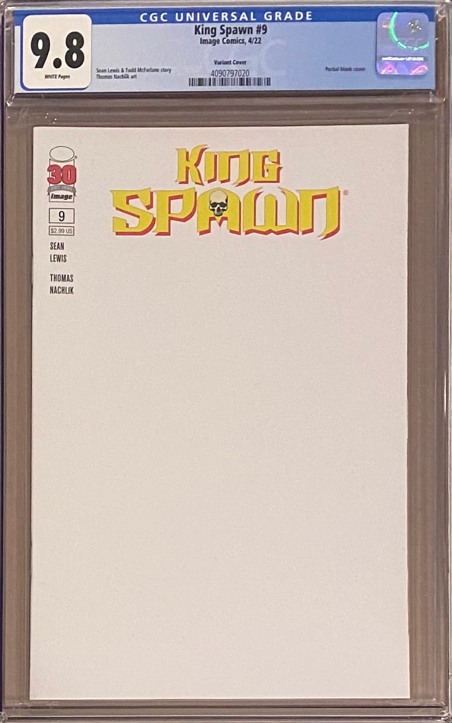 King Spawn #9 Blank Sketch Variant CGC 9.8