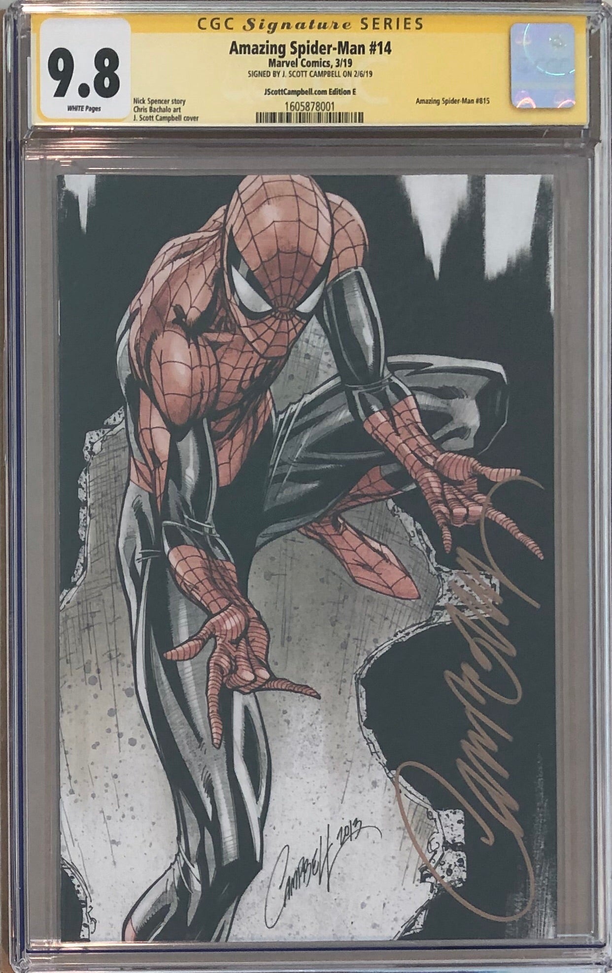 Amazing Spider-Man #14 J. Scott Campbell Edition E "Spider-Man" Virgin Exclusive CGC 9.8 SS