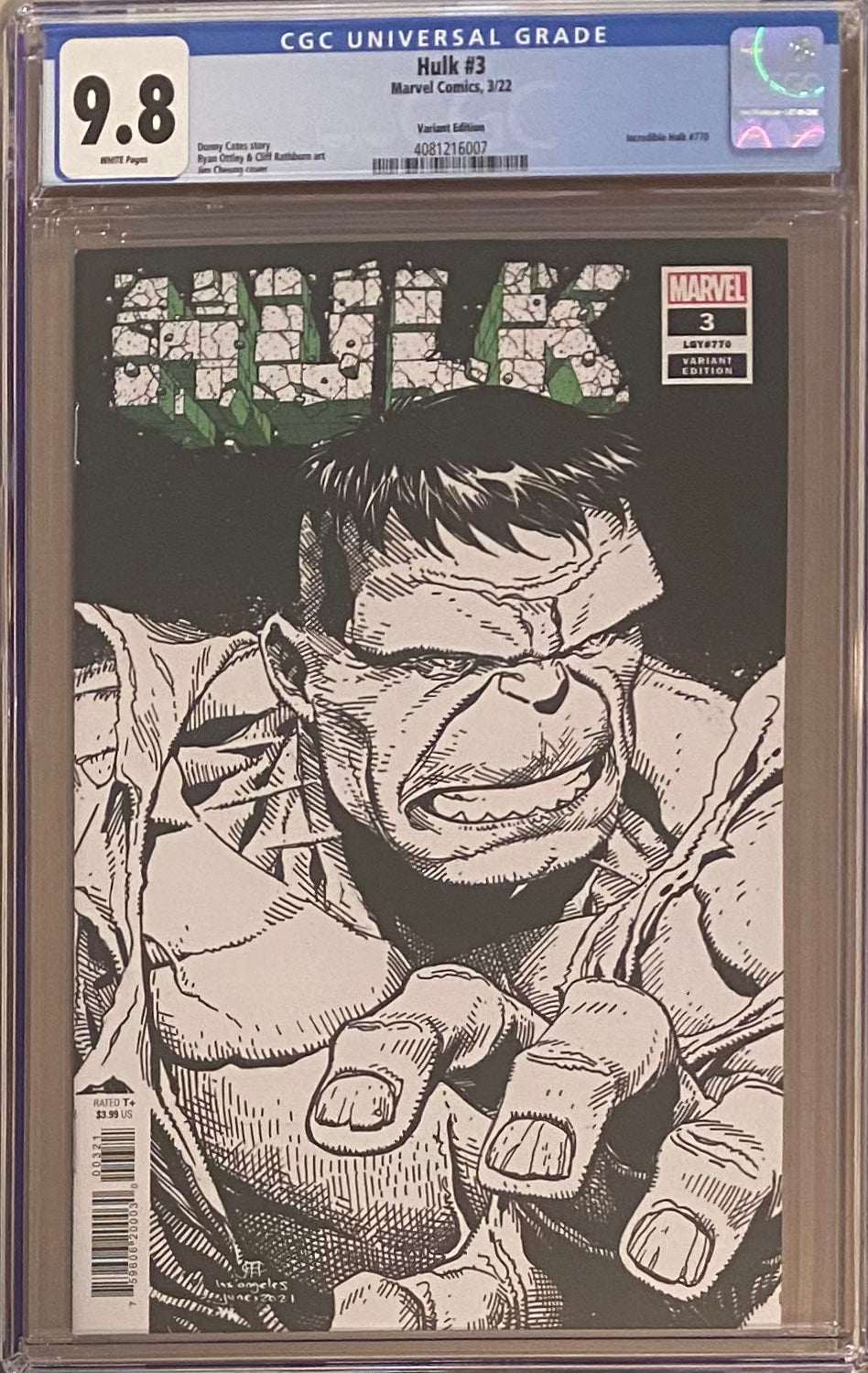 Hulk #3 Cheung Headshot Variant CGC 9.8 - First Cameo Titan