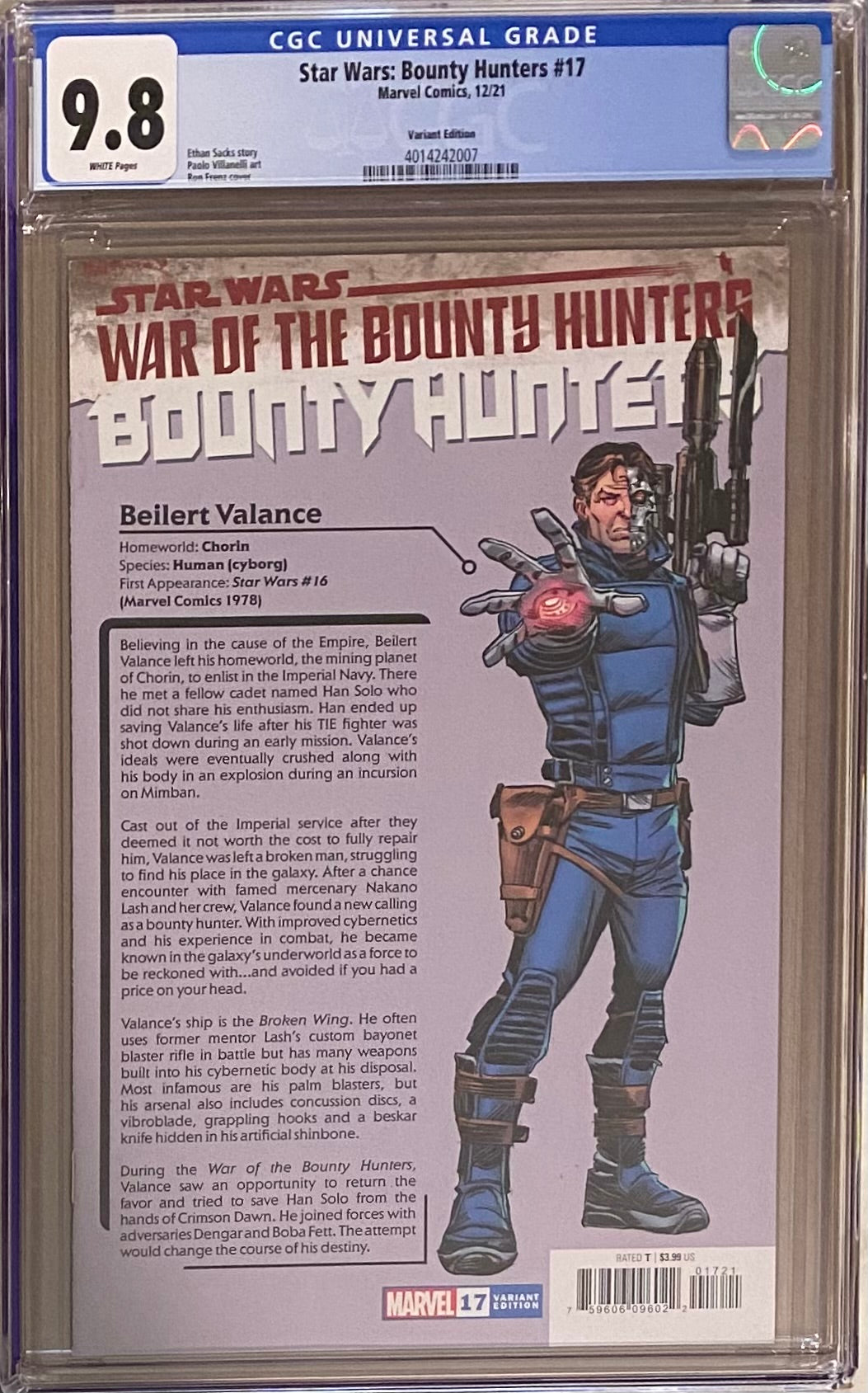 Star Wars: Bounty Hunters #17 Frenz Variant CGC 9.8 - War of the Bounty Hunters